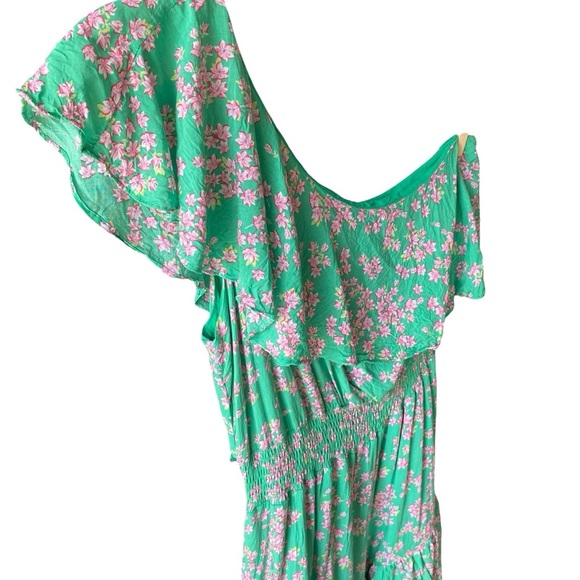 Draper James RSVP Womens Green Floral One Shoulder Ruffle Front Dress Size Small - Picture 3 of 9